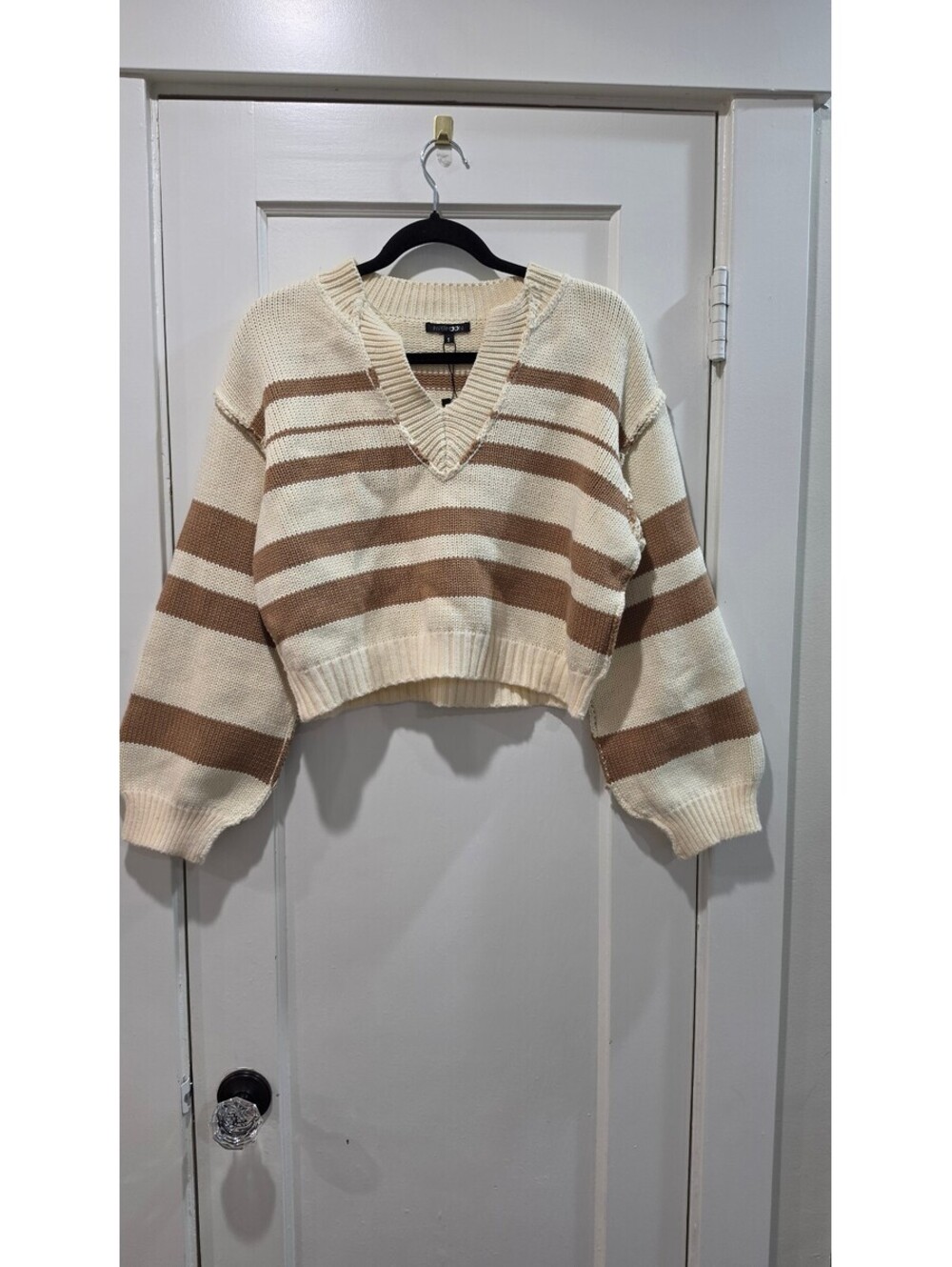 Papermoon Striped V-Neck Sweater Size Small